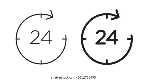 24 hrs icons in black fill and line style