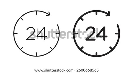 24 hrs icons graphics set vectors
