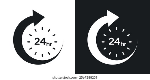 24 Hrs icons in solid black and white colors