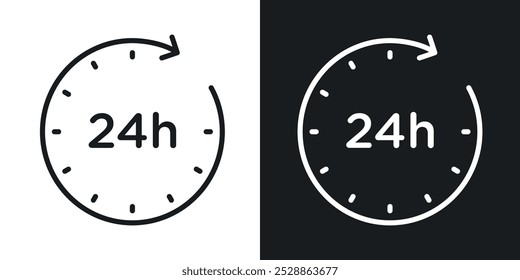 24 Hrs icons. solid style vector