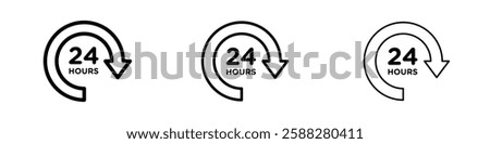 24 hrs icons in three different stroke lines