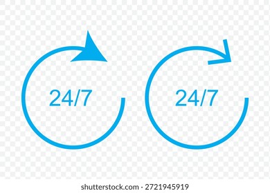 24-Stunden-Symbole, Vektorgrafik-Clipart-Paket der Kollektion. Symbol mit bearbeitbarem Strich