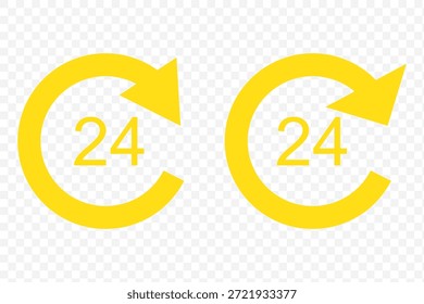 24 Hrs iconos Vector logotipo ilustración diseño simple. Diseño de interfaz de usuario de Web.