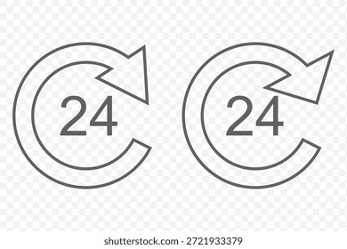 24 Hrs iconos Vector logotipo ilustración diseño simple. Diseño de interfaz de usuario de Web.