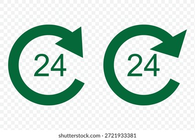 24 Hrs iconos Vector logotipo ilustración diseño simple. Diseño de interfaz de usuario de Web.