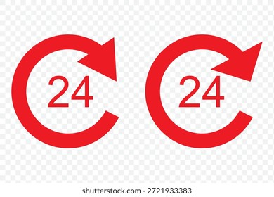 24 Hrs iconos Vector logotipo ilustración diseño simple. Diseño de interfaz de usuario de Web.
