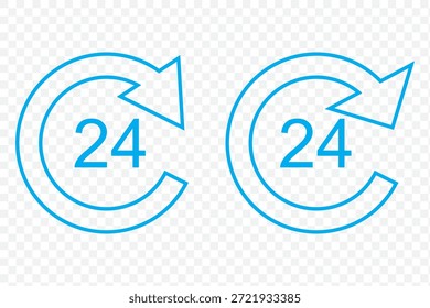 24 Hrs iconos Vector logotipo ilustración diseño simple. Diseño de interfaz de usuario de Web.