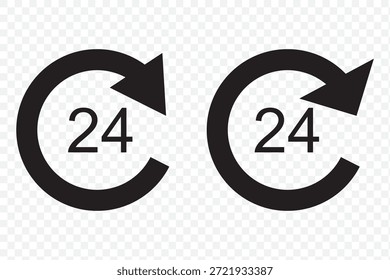 24 Hrs iconos Vector logotipo ilustración diseño simple. Diseño de interfaz de usuario de Web.