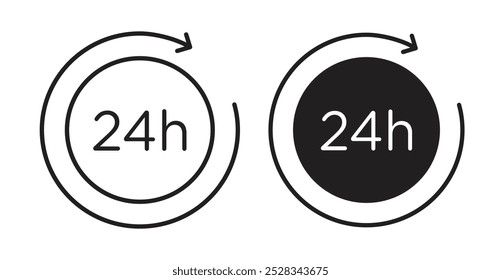 Iconos de 24 horas. Conjunto de Vector en estilo relleno y línea.