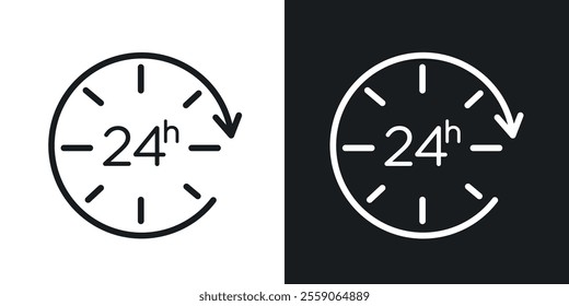 24 Hrs icons. vector set in black colors