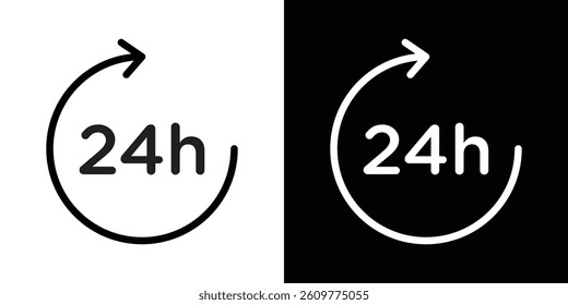 24 Hrs icons vector set in stroke line style