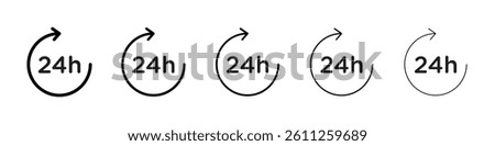 24 Hrs icons vector set in different stroke line style