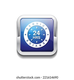 24 Hrs Service Vector Button Icon