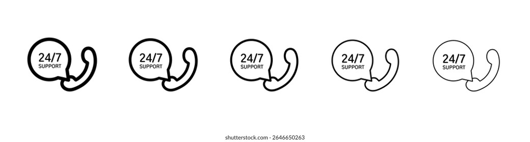 24 Stunden Support oder Service-Symbol flache einfache Umriss Logo