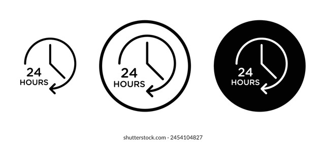 24 hrs vector icon set. 24h service open twenty four hours icon suitable for apps and websites UI designs.