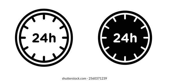24 Hrs vector icon set in black color.