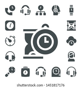 24 icon set. 17 filled 24 icons.  Simple modern icons about  - Support, Clock, Timer, Hourglass, Time, Customer service, Clocks, Headset, Wristwatch