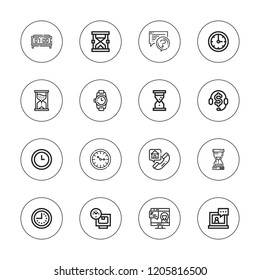 24 icon set. collection of 16 outline 24 icons with clock, hourglass, support, telemarketing, time icons.