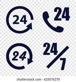 24 icons set. set of 4 24 filled icons such as 24 support, 24 hours