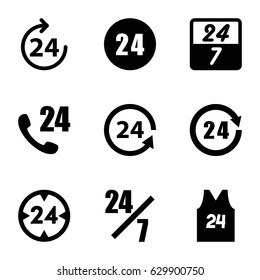 24 icons set. set of 9 24 filled icons such as
