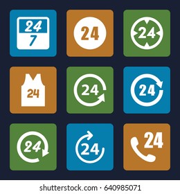 24 icons set. set of 9 24 filled icons such as