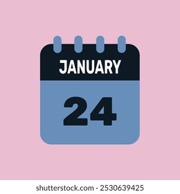 24 january calendar icon date monthly graphic design.