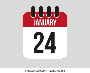 icono del calendario del 24 de enero. Plantilla de calendario para los días de enero. Banner rojo para citas y negocios