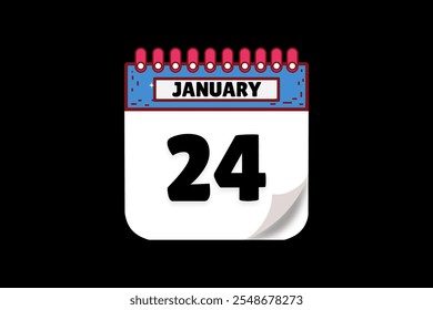 24 January calendar icon text page monthly web design on white, brown, coral, and black background vector, icon, or illustration with the month of January 24
