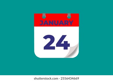 24 January calendar icon text page monthly web design on red, and blue background vector, icon, or illustration with the month of January 24