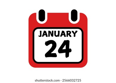 24 January calendar icon text page monthly web design on red, black and white background vector, icon, or illustration with the month of January 24