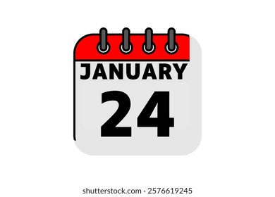24 January calendar icon text page monthly web design on red, black and white background vector, icon, or illustration with the month of January 24