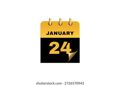 24 Janeiro calendário ícone página de texto mensal web design em ouro, branco, preto e amarelo fundo vetor, ícone, ou ilustração com o mês de Janeiro 24