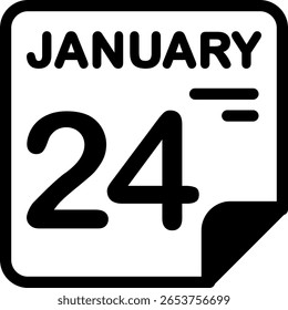Calendario 24 de enero Icono minimalista semisólido