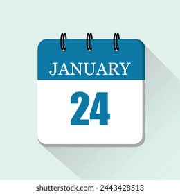 24 de enero icono de calendario diario plano. Plantilla de calendario vectorial para los días de enero. Cartel para el día y el mes.