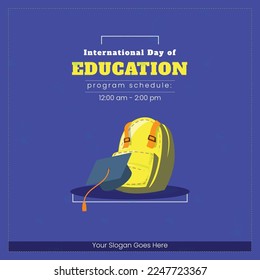 24 January is International Education Day designed as vector Illustration. this banner will be used for  any kind of educational celebrations.