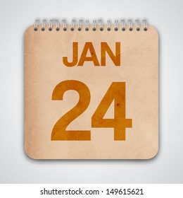 24 January on Old Notebook Vector