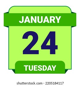 24 January, Tuesday. Date template. Useful design for calendar or event promotion. Vector illustration EPS 10 File. Isolated on white background.