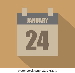 24 January vector calendar icon. Calendar page design on dark background for January days