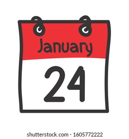 24 January. Vector flat daily calendar icon. Date and time, day, month. Holiday