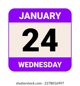 1 de enero, miércoles. Plantilla de fecha. Diseño útil para la promoción de calendarios o eventos. Ilustración vectorial Archivo EPS 10. Aislado sobre fondo blanco. 