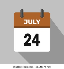 24 july calendar icon vector month date illustration design