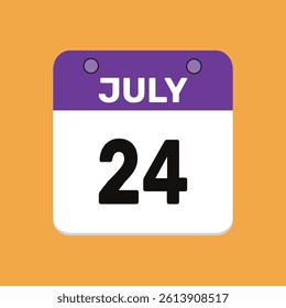 24 july calender icon text page monthly web design.