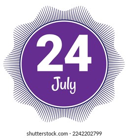 24 July, Date template. Useful design for calendar or event promotion. Vector illustration EPS 10 File. Isolated on white background. 