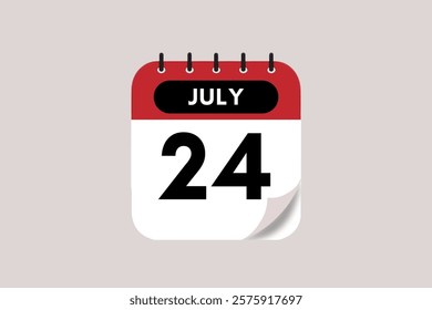 24 July month single day vector, illustration, calendar with maroon, rose and white color background calendar July 24