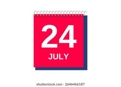 24 july month single day vector, illustration, calendar with red, blue and white color background calendar icon of july 24