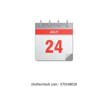 24 July red calendar vector illustration on white background