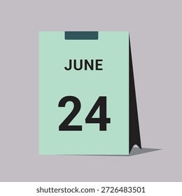 24 june calendar date icon minimal desk calendar vector illustration