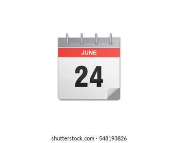 24 June calendar vector illustration on white background