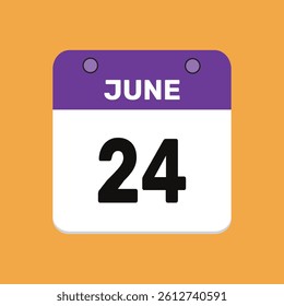 24 june calender icon text page monthly web design.