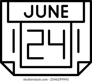 24 June Vector Icon Outline Stlye